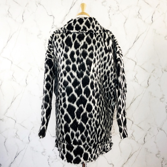 NWOT Banana Republic Snow Leopard Wool Moto Coat - Picture 3 of 8